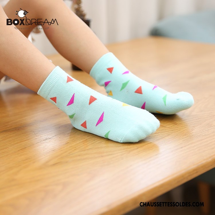 Chaussettes Mi Hautes Fille Enfant Le Nouveau Chaussette Courte Chaussettes En Coton L'automne Hiver Coloré Bleu