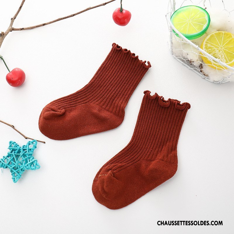 Chaussettes Mi Hautes Fille Enfant Le Nouveau Femme Dentelle Bébé Respirant Bordeaux Pure