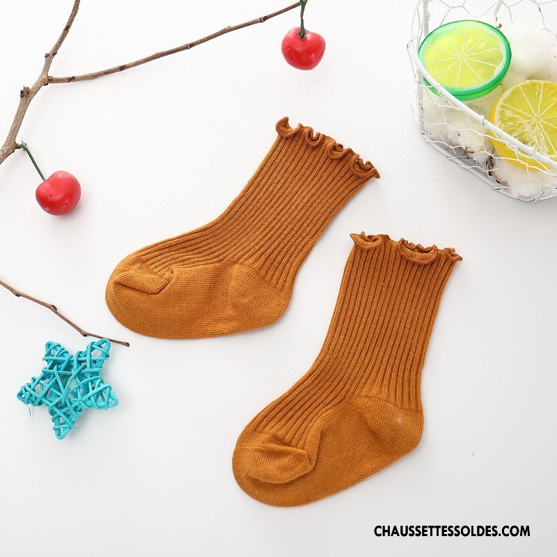 Chaussettes Mi Hautes Fille Enfant Le Nouveau Femme Dentelle Bébé Respirant Bordeaux Pure