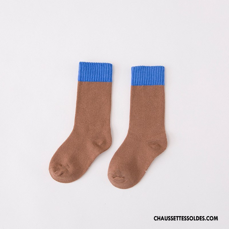 Chaussettes Mi Hautes Fille Enfant Matelassé Frais Le Nouveau L'automne 100% Coton Couleurs Mixtes Bordeaux