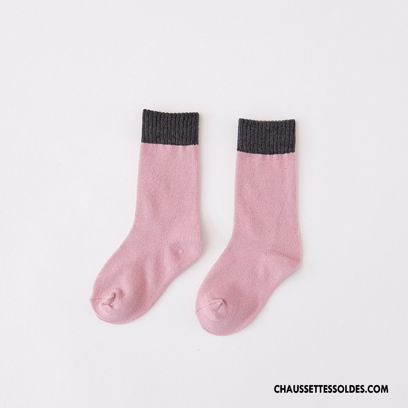 Chaussettes Mi Hautes Fille Enfant Matelassé Frais Le Nouveau L'automne 100% Coton Couleurs Mixtes Bordeaux