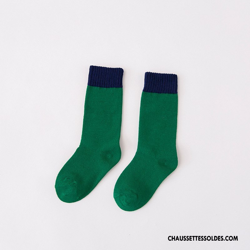 Chaussettes Mi Hautes Fille Enfant Matelassé Frais Le Nouveau L'automne 100% Coton Couleurs Mixtes Bordeaux