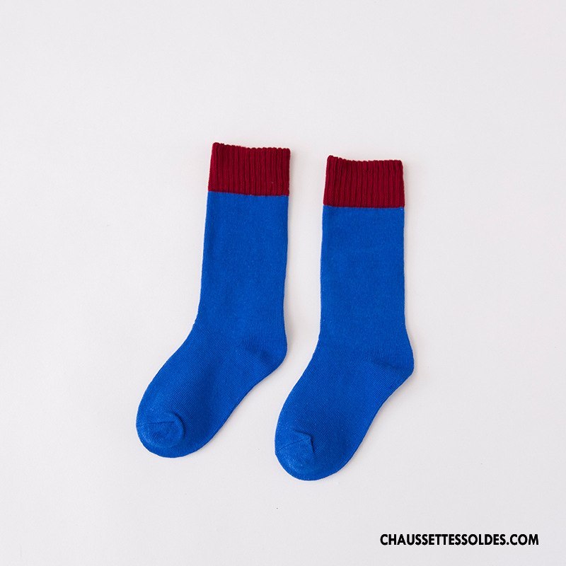 Chaussettes Mi Hautes Fille Enfant Matelassé Frais Le Nouveau L'automne 100% Coton Couleurs Mixtes Bordeaux