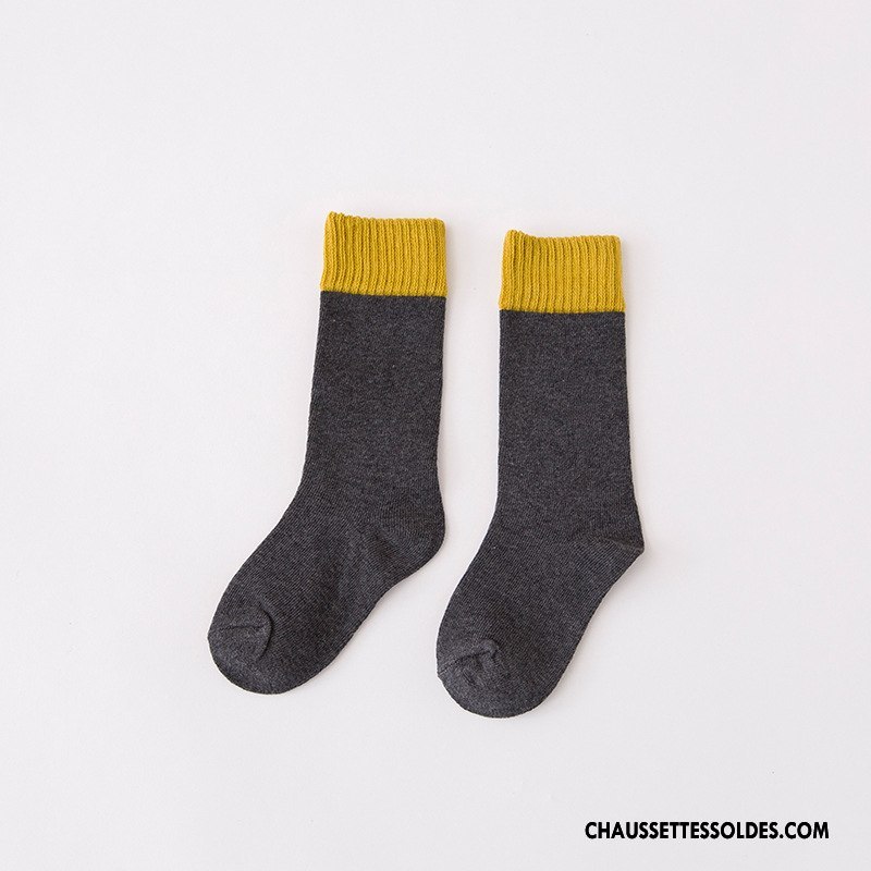 Chaussettes Mi Hautes Fille Enfant Matelassé Frais Le Nouveau L'automne 100% Coton Couleurs Mixtes Bordeaux