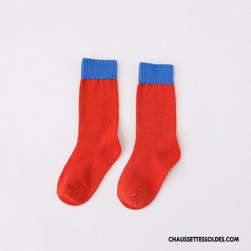 Chaussettes Mi Hautes Fille Enfant Matelassé Frais Le Nouveau L'automne 100% Coton Couleurs Mixtes Bordeaux