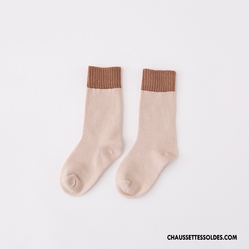 Chaussettes Mi Hautes Fille Enfant Matelassé Frais Le Nouveau L'automne 100% Coton Couleurs Mixtes Bordeaux
