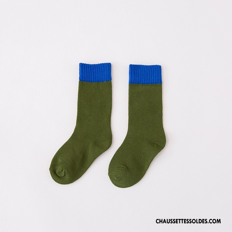 Chaussettes Mi Hautes Fille Enfant Matelassé Frais Le Nouveau L'automne 100% Coton Couleurs Mixtes Bordeaux