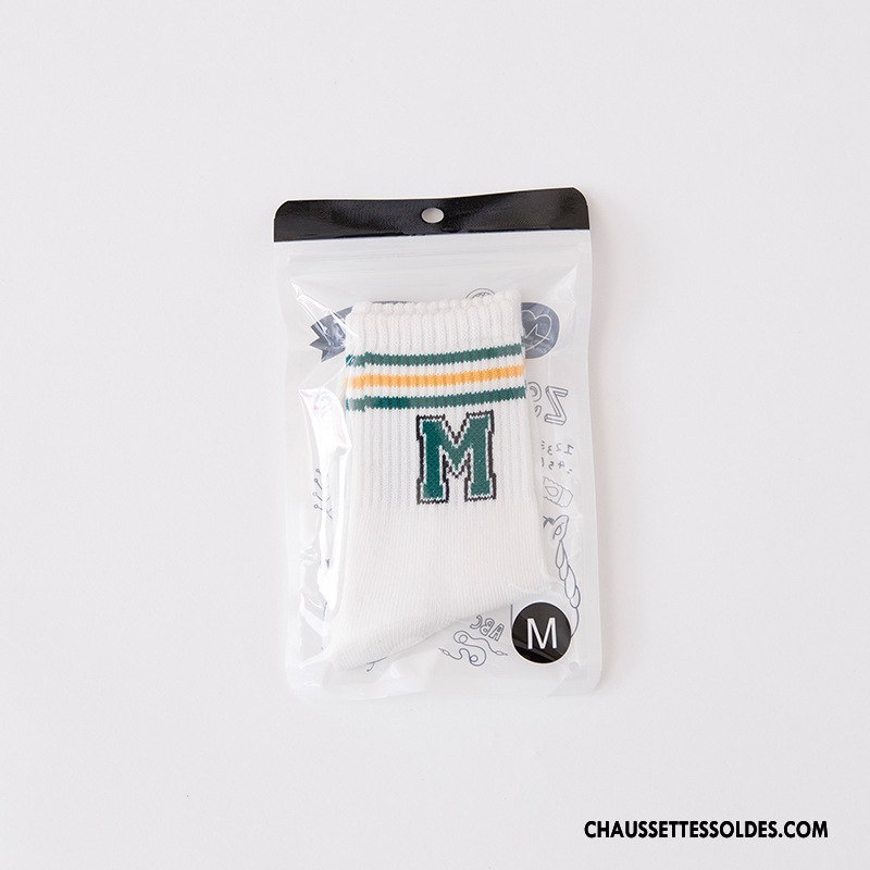 Chaussettes Mi Hautes Fille Enfant Matelassé Milieu Hiver Mouvement Lettre Blanc