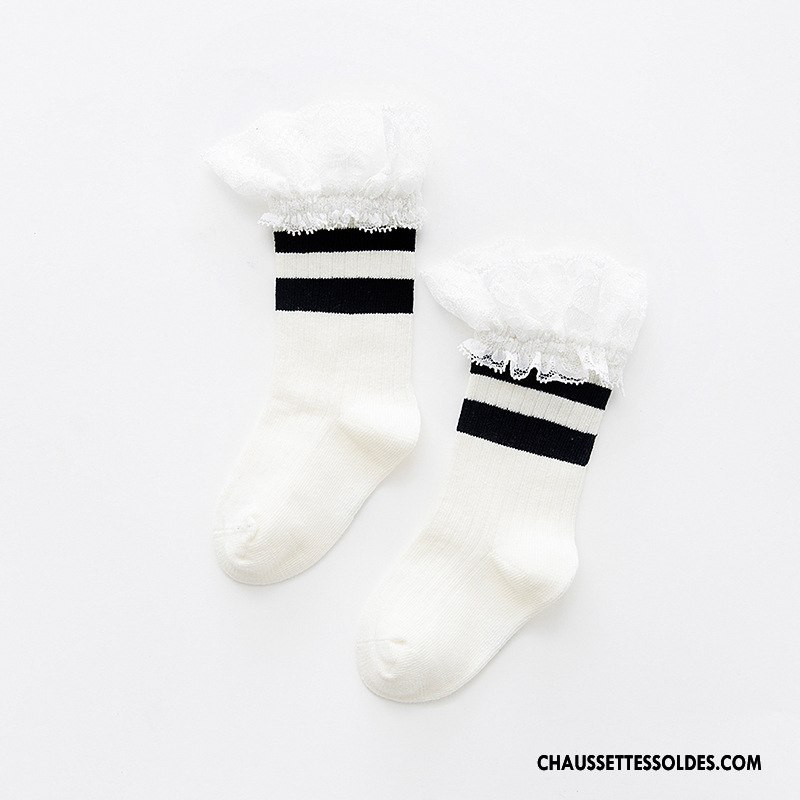 Chaussettes Mi Hautes Fille Enfant Matelassé Nouvelles Arrivées Dentelle L'automne Printemps Blanc