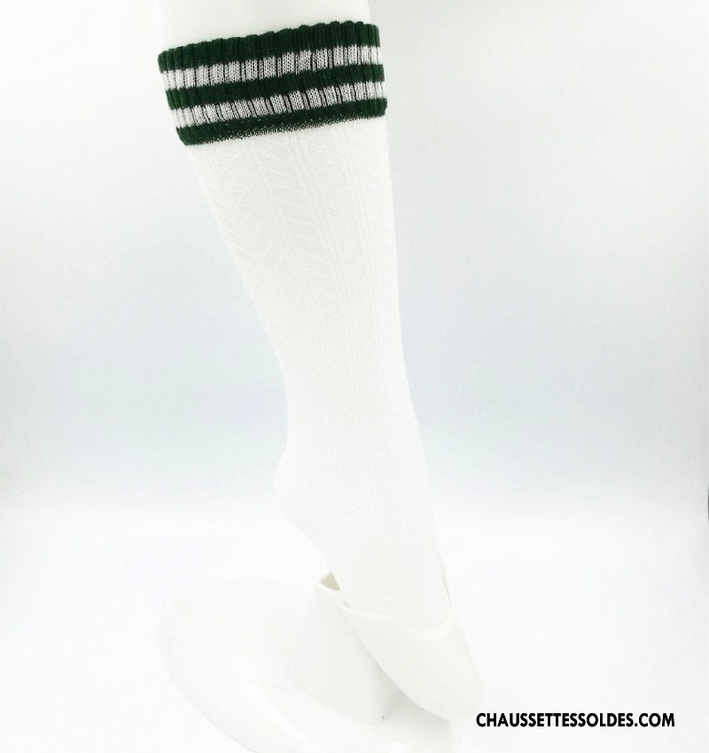Chaussettes Mi Hautes Fille Enfant Milieu Casual Femme Creux Guipure Rayé Blanc