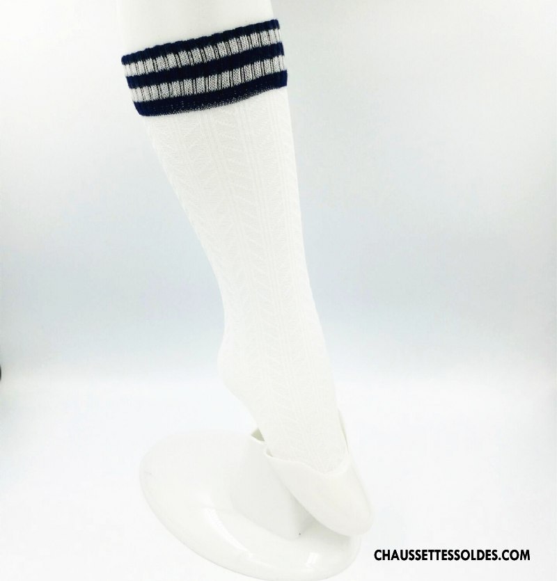 Chaussettes Mi Hautes Fille Enfant Milieu Casual Femme Creux Guipure Rayé Blanc