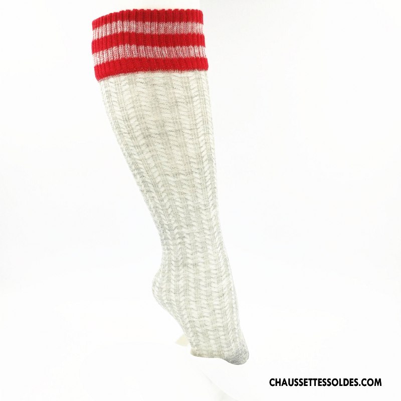 Chaussettes Mi Hautes Fille Enfant Milieu Casual Femme Creux Guipure Rayé Blanc