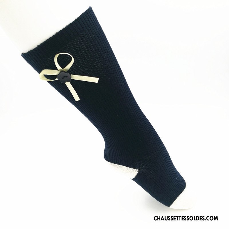 Chaussettes Mi Hautes Fille Enfant Milieu Chaussettes En Coton Long Stock Papillon Gris