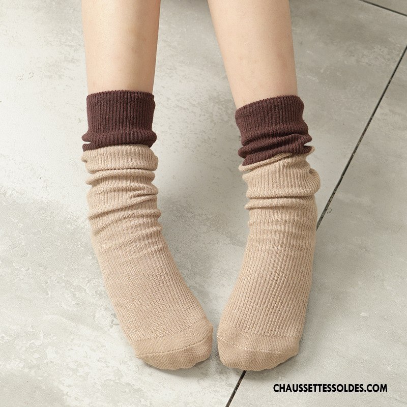 Chaussettes Mi Hautes Fille Enfant Milieu L'automne Homme Le Nouveau Femme Marron Couleurs Mixtes