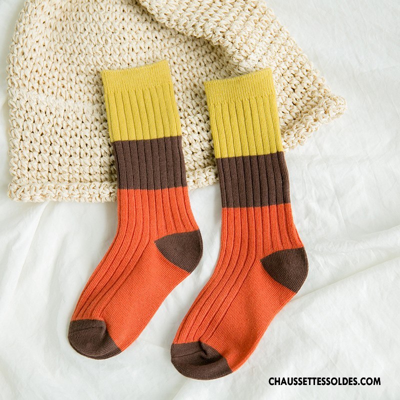 Chaussettes Mi Hautes Fille Enfant Milieu L'automne Printemps Tendance Tous Les Assortis Couleurs Mixtes Marron / Brun