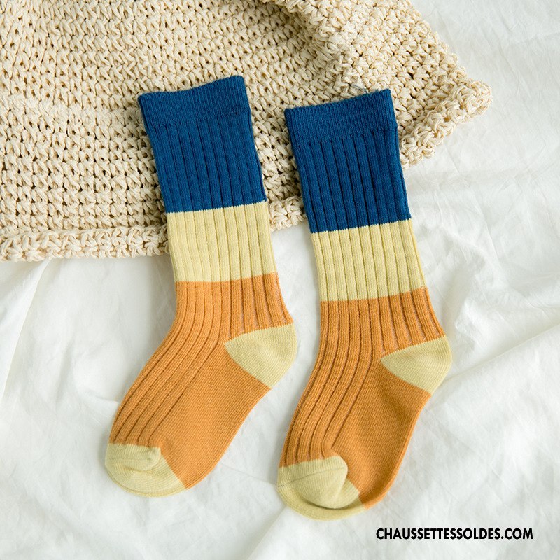 Chaussettes Mi Hautes Fille Enfant Milieu L'automne Printemps Tendance Tous Les Assortis Couleurs Mixtes Marron / Brun