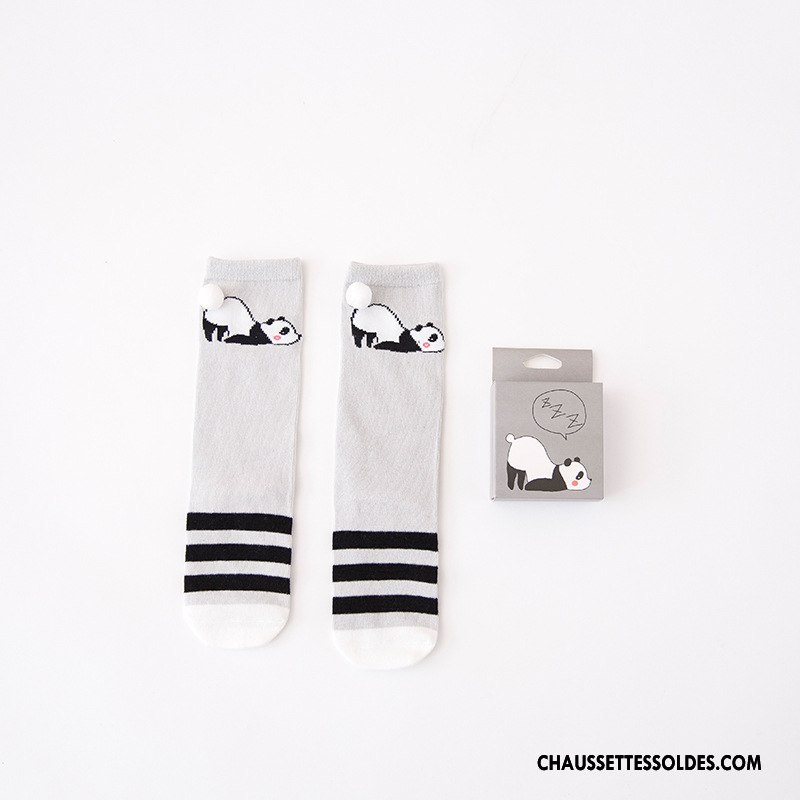 Chaussettes Mi Hautes Fille Enfant Original Matelassé Ours Charmant Bébé Gris