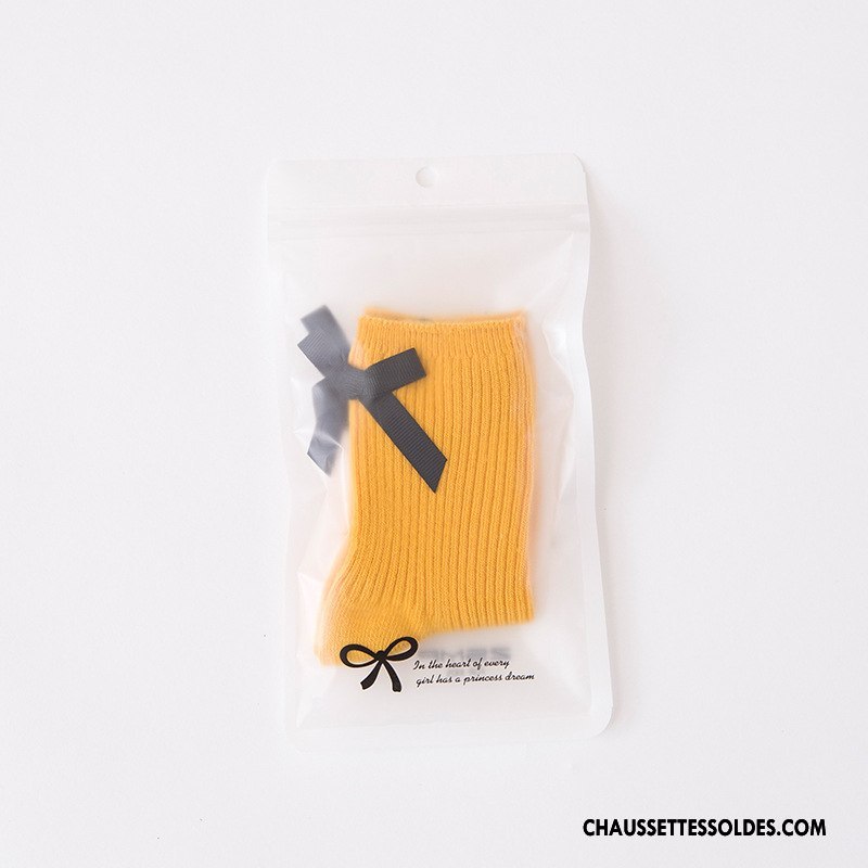 Chaussettes Mi Hautes Fille Enfant Papillon Laçage L'automne Matelassé Hiver Couleurs De Bonbons Rose
