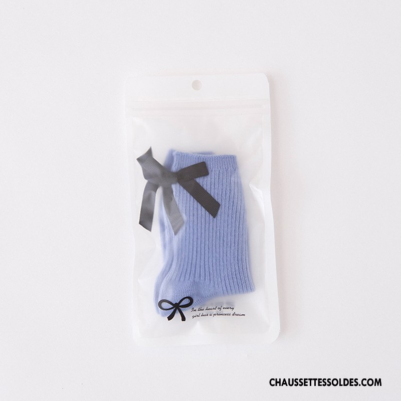 Chaussettes Mi Hautes Fille Enfant Papillon Laçage L'automne Matelassé Hiver Couleurs De Bonbons Rose