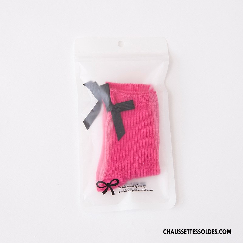 Chaussettes Mi Hautes Fille Enfant Papillon Laçage L'automne Matelassé Hiver Couleurs De Bonbons Rose