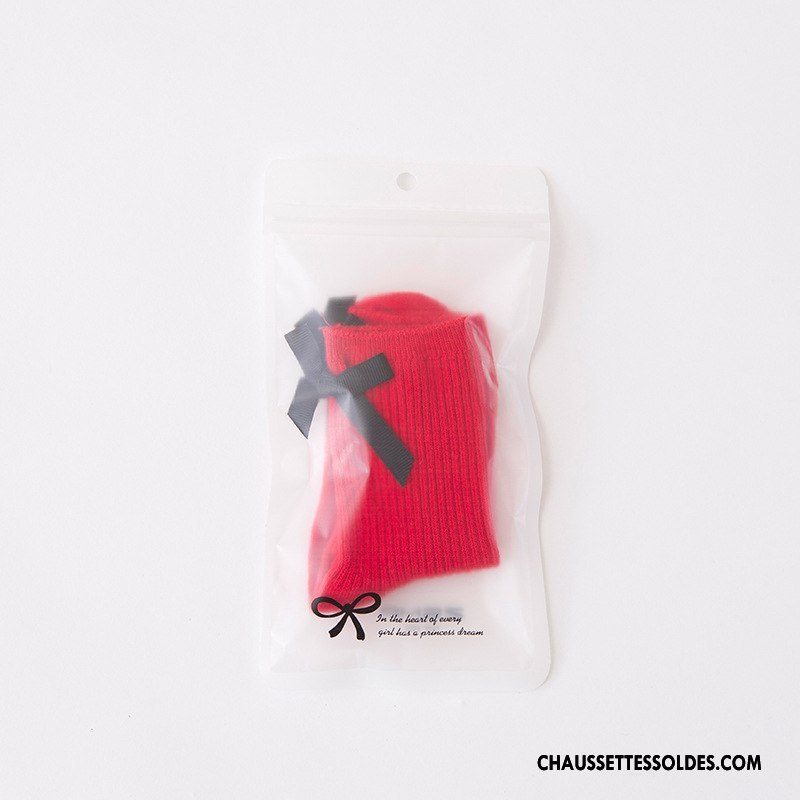 Chaussettes Mi Hautes Fille Enfant Papillon Laçage L'automne Matelassé Hiver Couleurs De Bonbons Rose