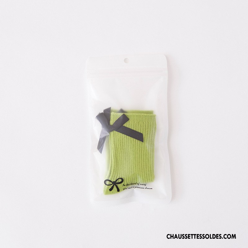 Chaussettes Mi Hautes Fille Enfant Papillon Laçage L'automne Matelassé Hiver Couleurs De Bonbons Rose