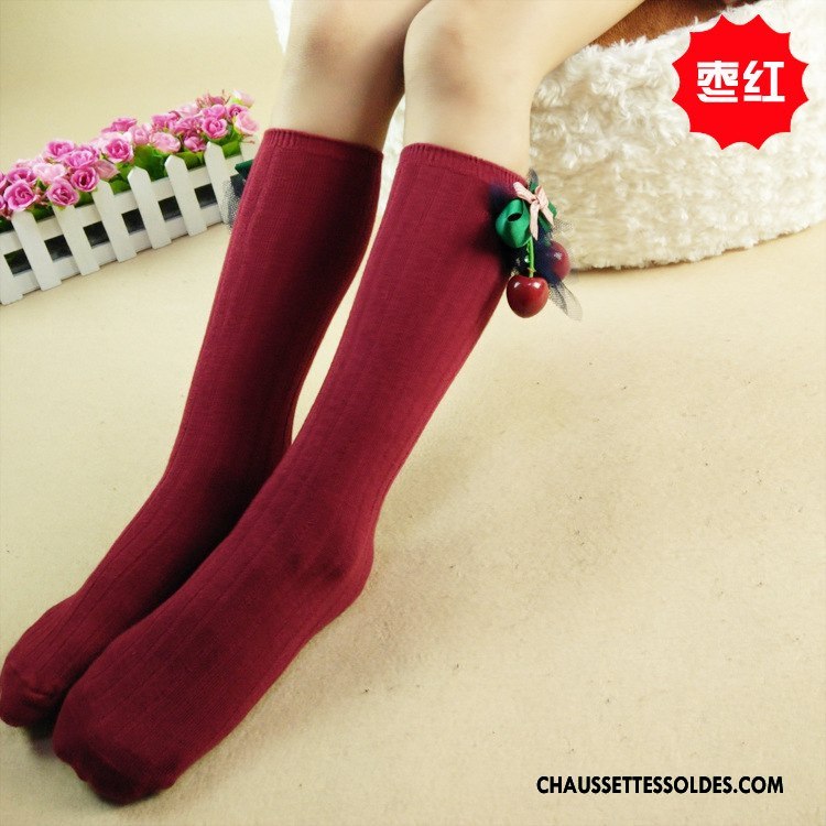 Chaussettes Mi Hautes Fille Enfant Printemps Milieu 100% Coton Le Nouveau Femme Rose Pure