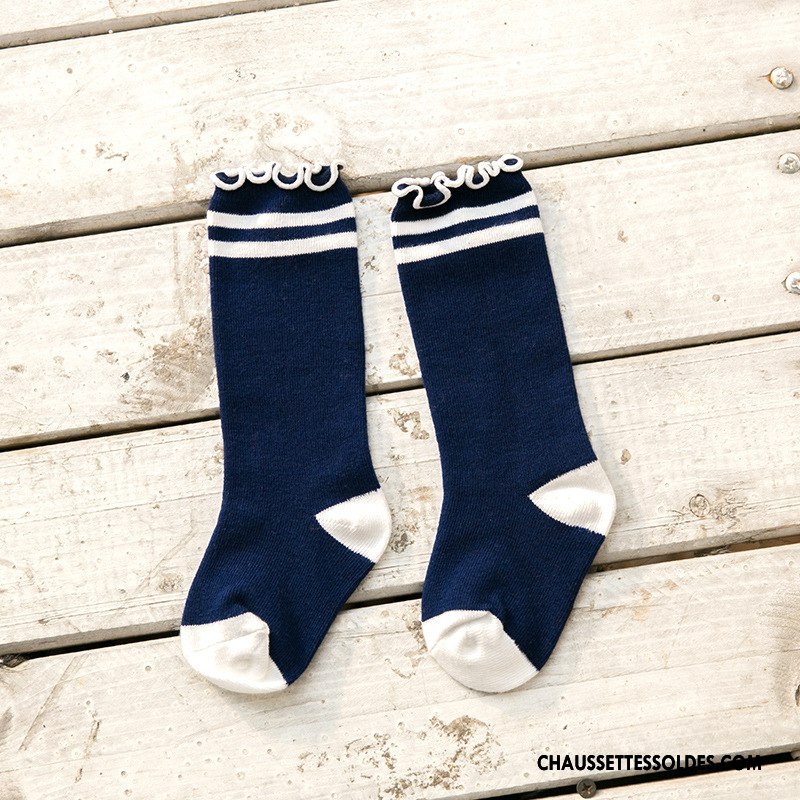 Chaussettes Mi Hautes Fille Enfant Tendance Rayé Point D'onde Bois Printemps Marron Couleurs Mixtes