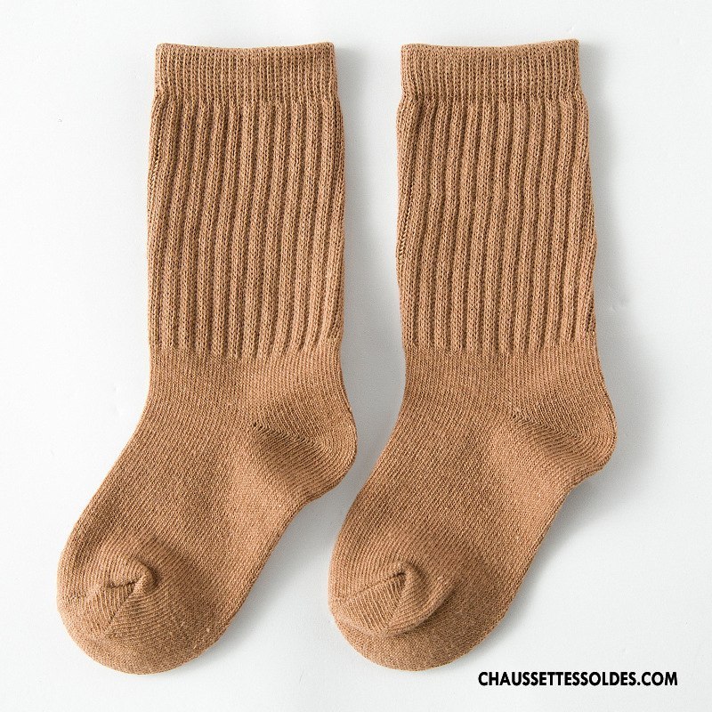 Chaussettes Mi Hautes Fille Enfant Tous Les Assortis Le Nouveau Femme Hiver Matelassé Rose Pure