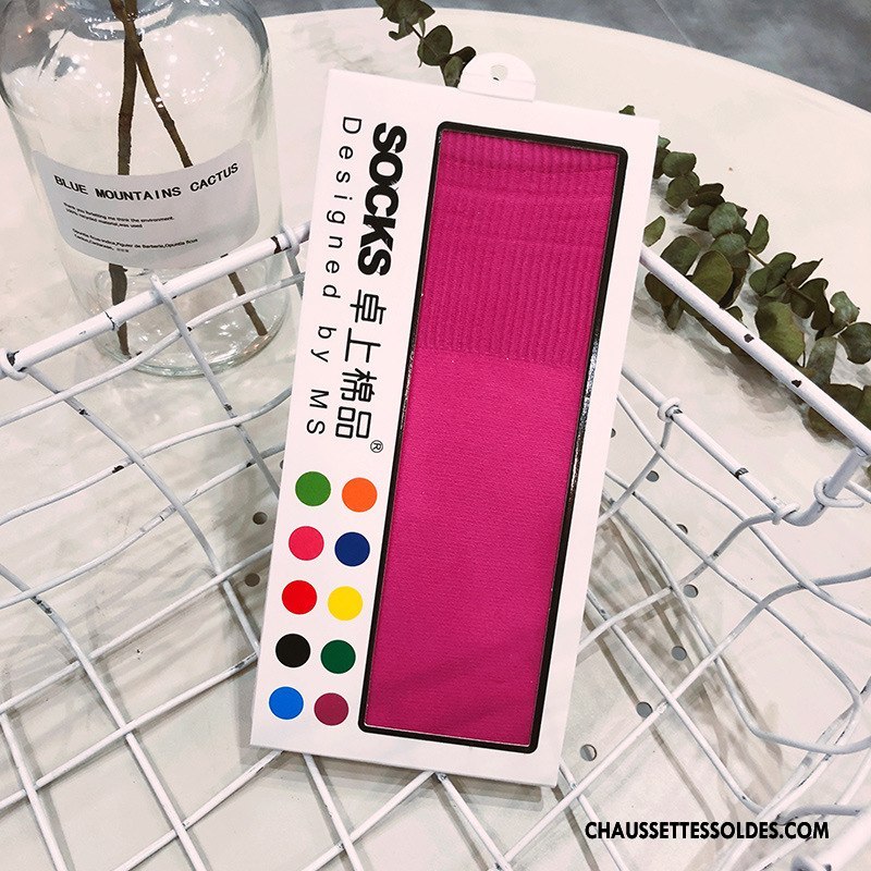Chaussettes Mi Hautes Fille Enfant Velours Matelassé Chaussette De Noël Respirant Couleurs De Bonbons Rose