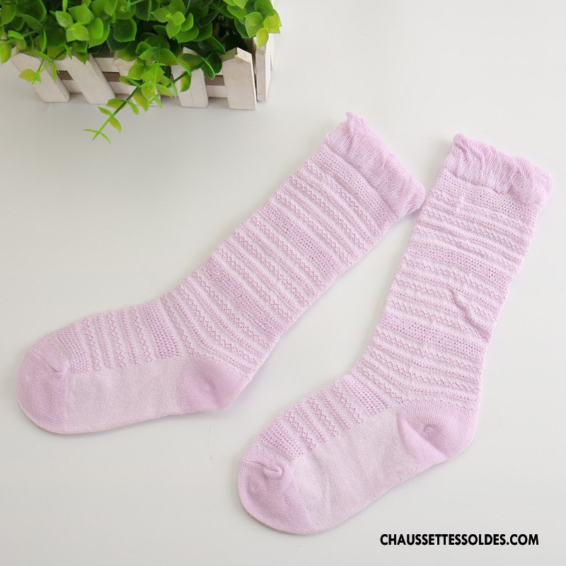Chaussettes Mi Hautes Fille Engrener Casual Enfant Rayé Coton Bulle Jaune