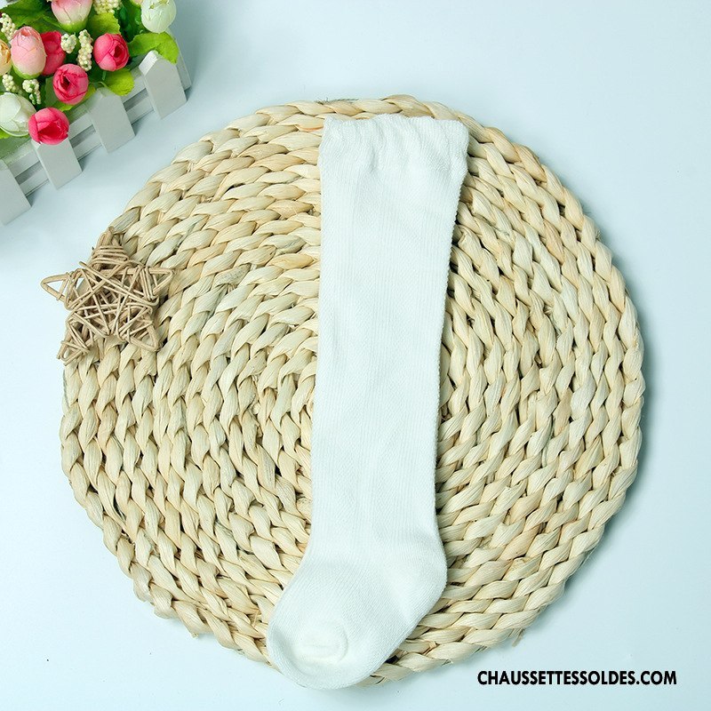 Chaussettes Mi Hautes Fille Engrener Matelassé Enfant Été Doux Mince Jaune