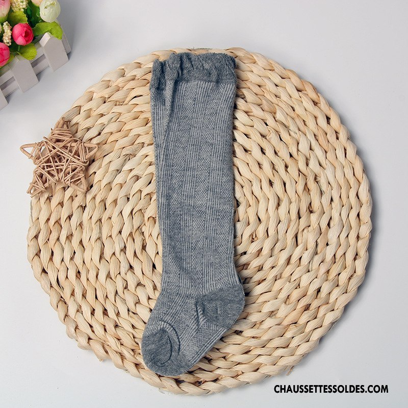 Chaussettes Mi Hautes Fille Engrener Matelassé Enfant Été Doux Mince Jaune