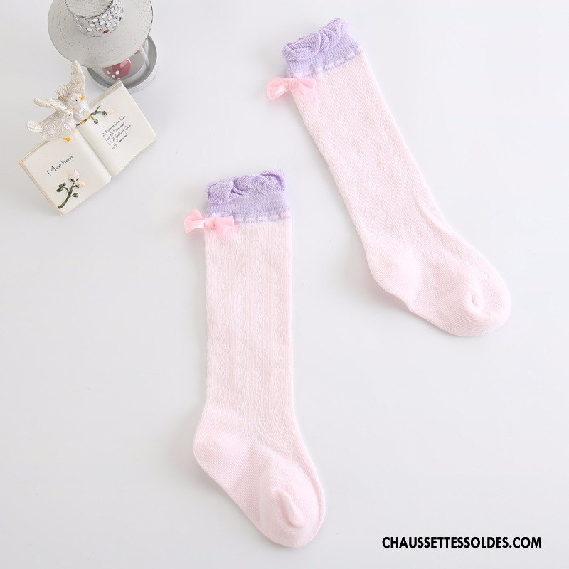 Chaussettes Mi Hautes Fille Engrener Papillon Respirant Milieu Enfant Bébé Violet