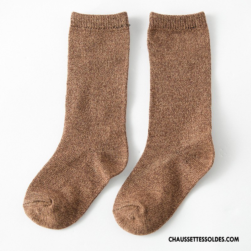 Chaussettes Mi Hautes Fille Femme L'automne Hiver Enfant Coton Bio Le Nouveau Bordeaux Pure