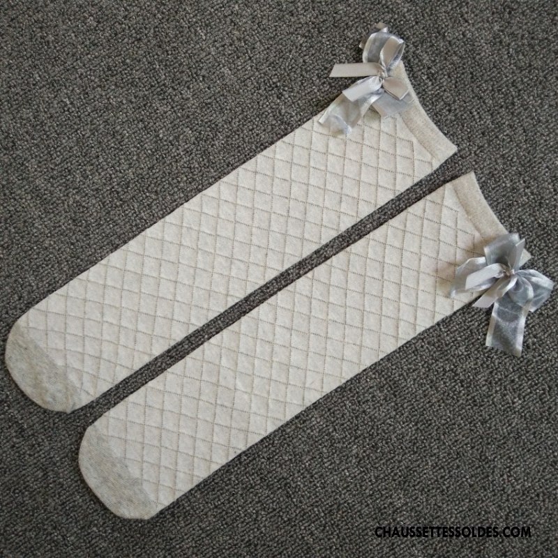 Chaussettes Mi Hautes Fille Grille Coton Bio Milieu Losange 100% Coton Papillon Rose