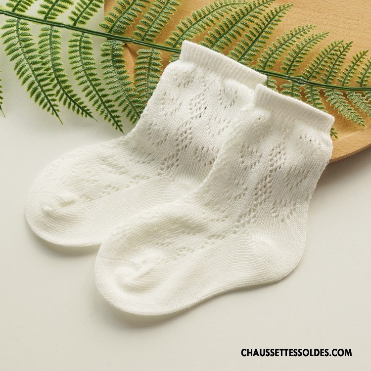 Chaussettes Mi Hautes Fille Gros Homme Enfant Creux Guipure Respirant Fluide Doux Gris