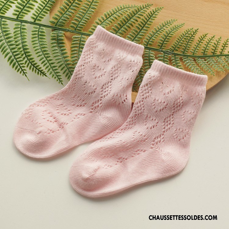 Chaussettes Mi Hautes Fille Gros Homme Enfant Creux Guipure Respirant Fluide Doux Gris
