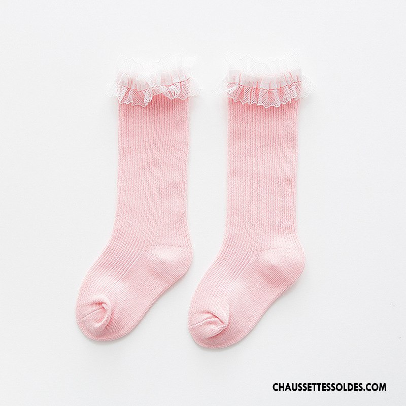 Chaussettes Mi Hautes Fille Gros Milieu Enfant Matelassé Le Nouveau Dentelle Rose
