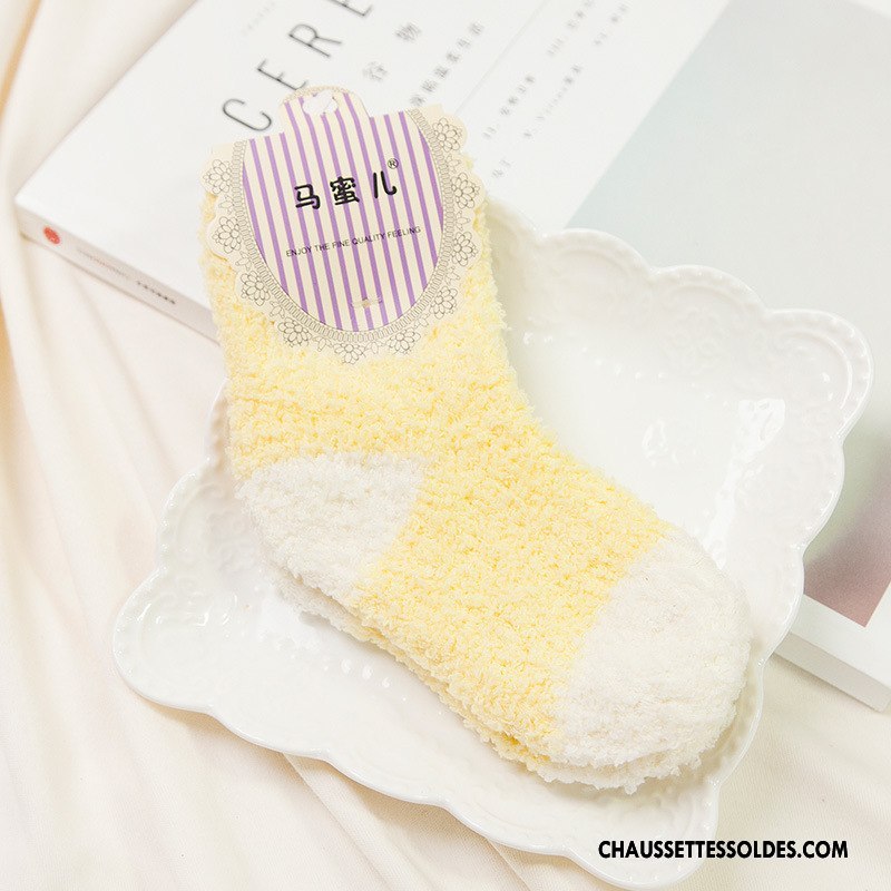 Chaussettes Mi Hautes Fille Gros Renforcé Enfant Antidérapant Thermiques Hiver Violet