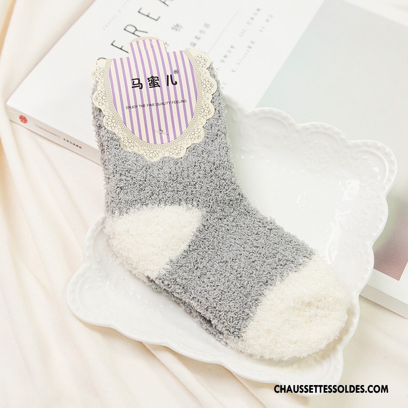 Chaussettes Mi Hautes Fille Gros Renforcé Enfant Antidérapant Thermiques Hiver Violet