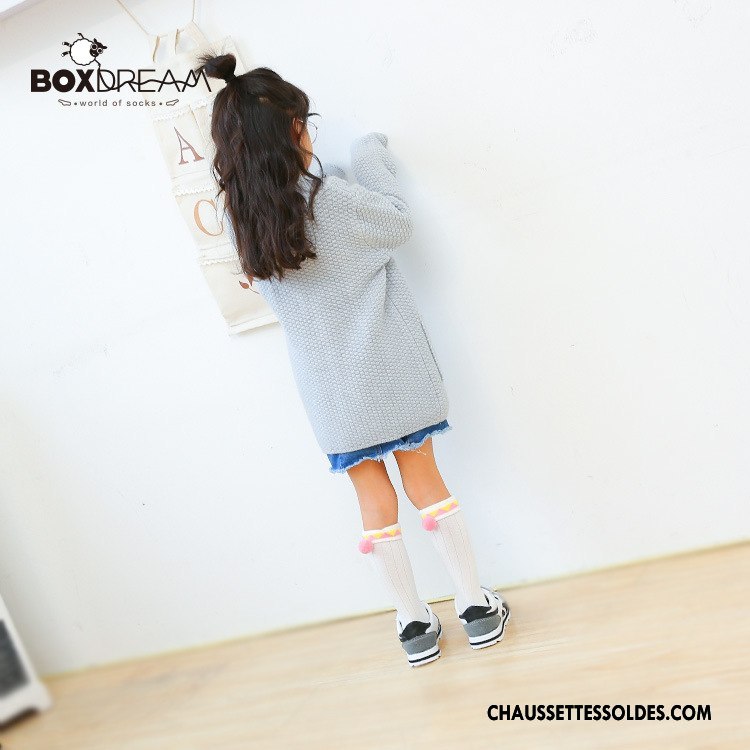 Chaussettes Mi Hautes Fille Géométrie Enfant Le Nouveau Printemps Hairball Femme Or