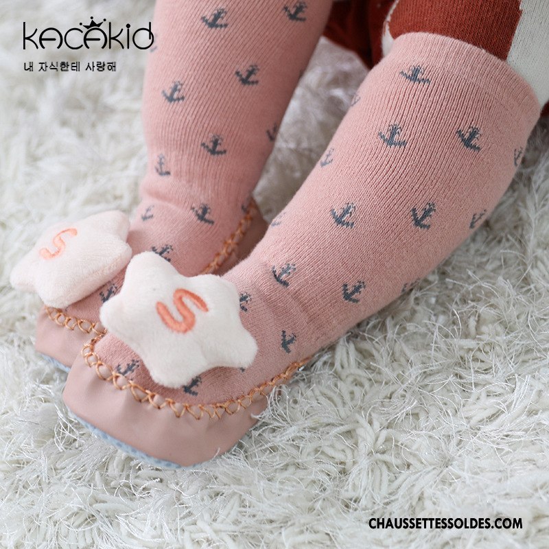 Chaussettes Mi Hautes Fille Hiver Cuir Antidérapant Dessin Animé Homme Femme Jaune