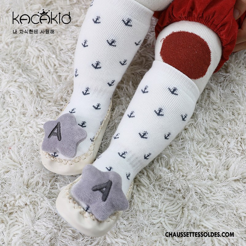 Chaussettes Mi Hautes Fille Hiver Cuir Antidérapant Dessin Animé Homme Femme Jaune