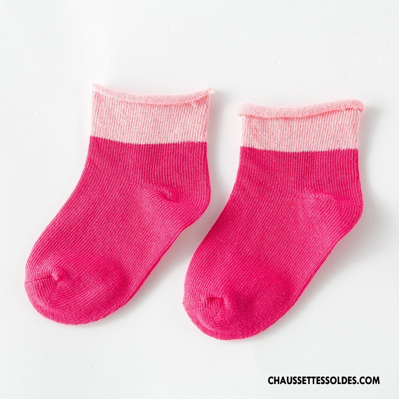 Chaussettes Mi Hautes Fille Hiver L'automne Enfant Doux Ourlet Chaussette Courte Couleurs Mixtes Jaune