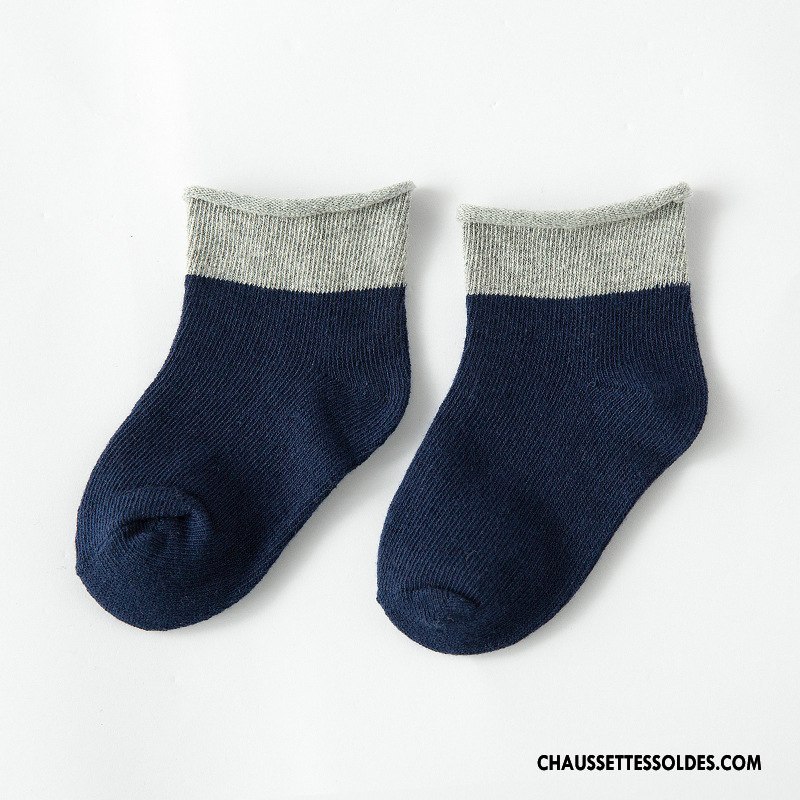 Chaussettes Mi Hautes Fille Hiver L'automne Enfant Doux Ourlet Chaussette Courte Couleurs Mixtes Jaune
