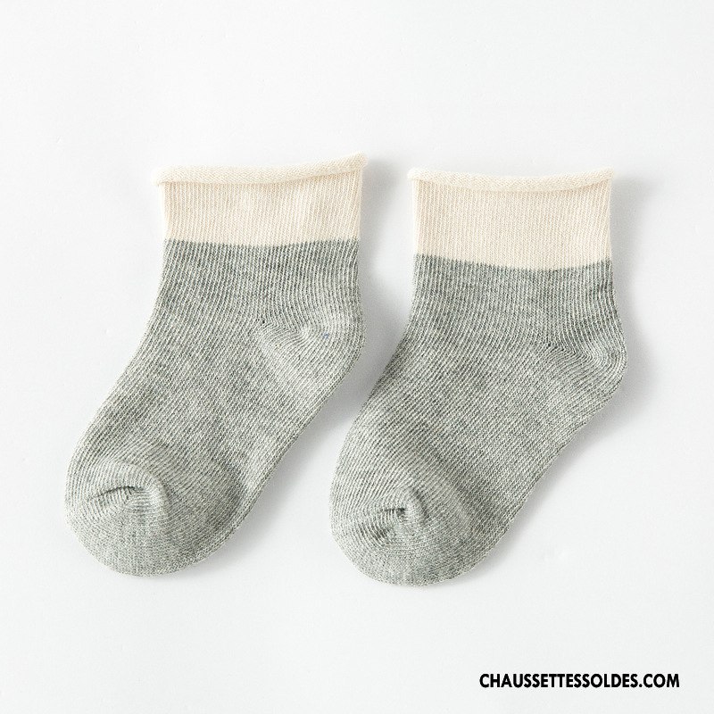 Chaussettes Mi Hautes Fille Hiver L'automne Enfant Doux Ourlet Chaussette Courte Couleurs Mixtes Jaune