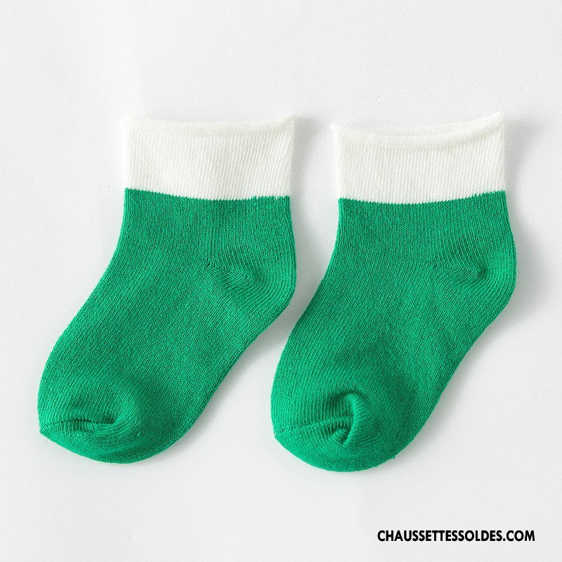 Chaussettes Mi Hautes Fille Hiver L'automne Enfant Doux Ourlet Chaussette Courte Couleurs Mixtes Jaune