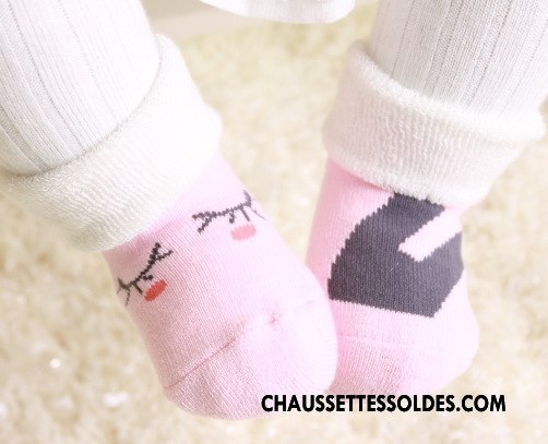 Chaussettes Mi Hautes Fille Homme Femme 100% Coton Thermiques Dessin Animé Bébé Rose