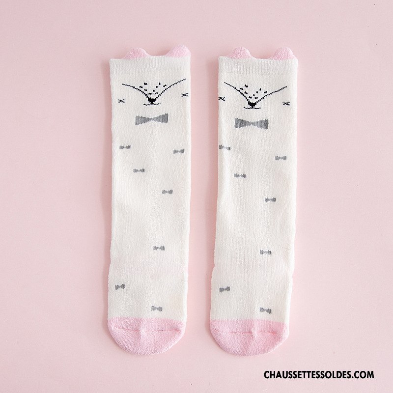 Chaussettes Mi Hautes Fille L'automne Bébé Ours Terry Enfant Dessin Animé Blanc